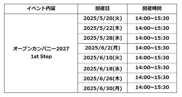 27卒OC_イベントスケジュール（202505 06） 2